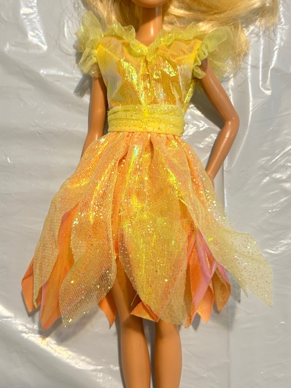 Barbie Yellow & Peach Glitter Fairy Dress